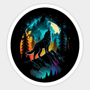 Howling Wolf At The Moon Sticker